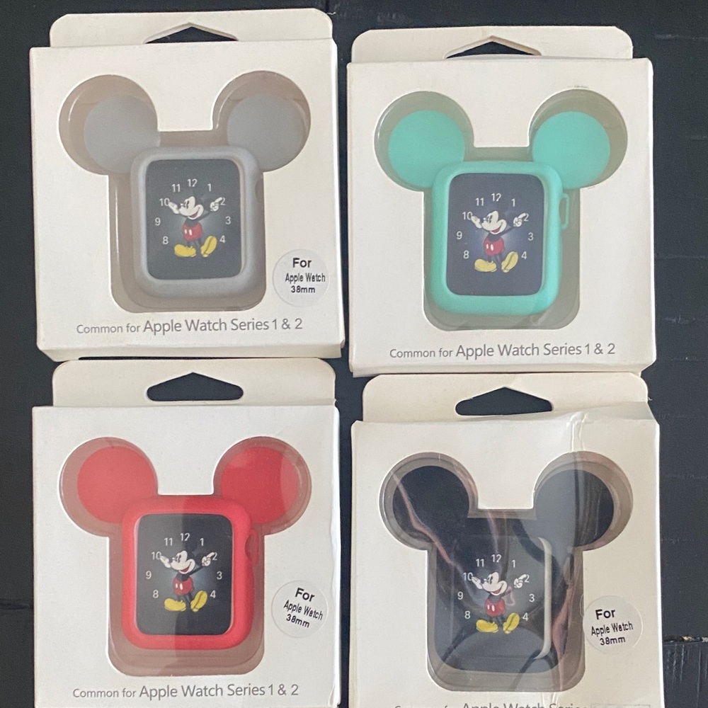 38mm Silicone Mickey-Ear Apple Watch Case - Mint, Coral, Gray, Light Green